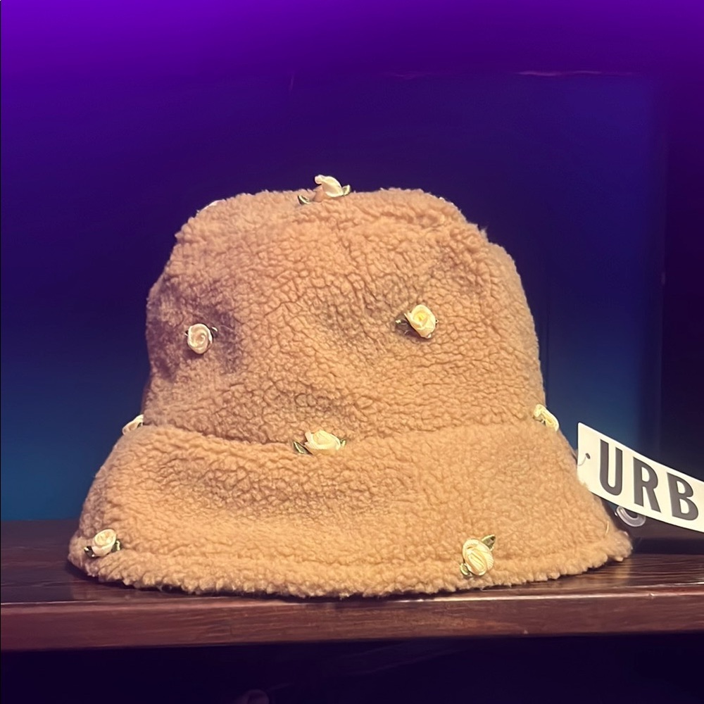 Urban Outfitters Tan Fleece Bucket Hat